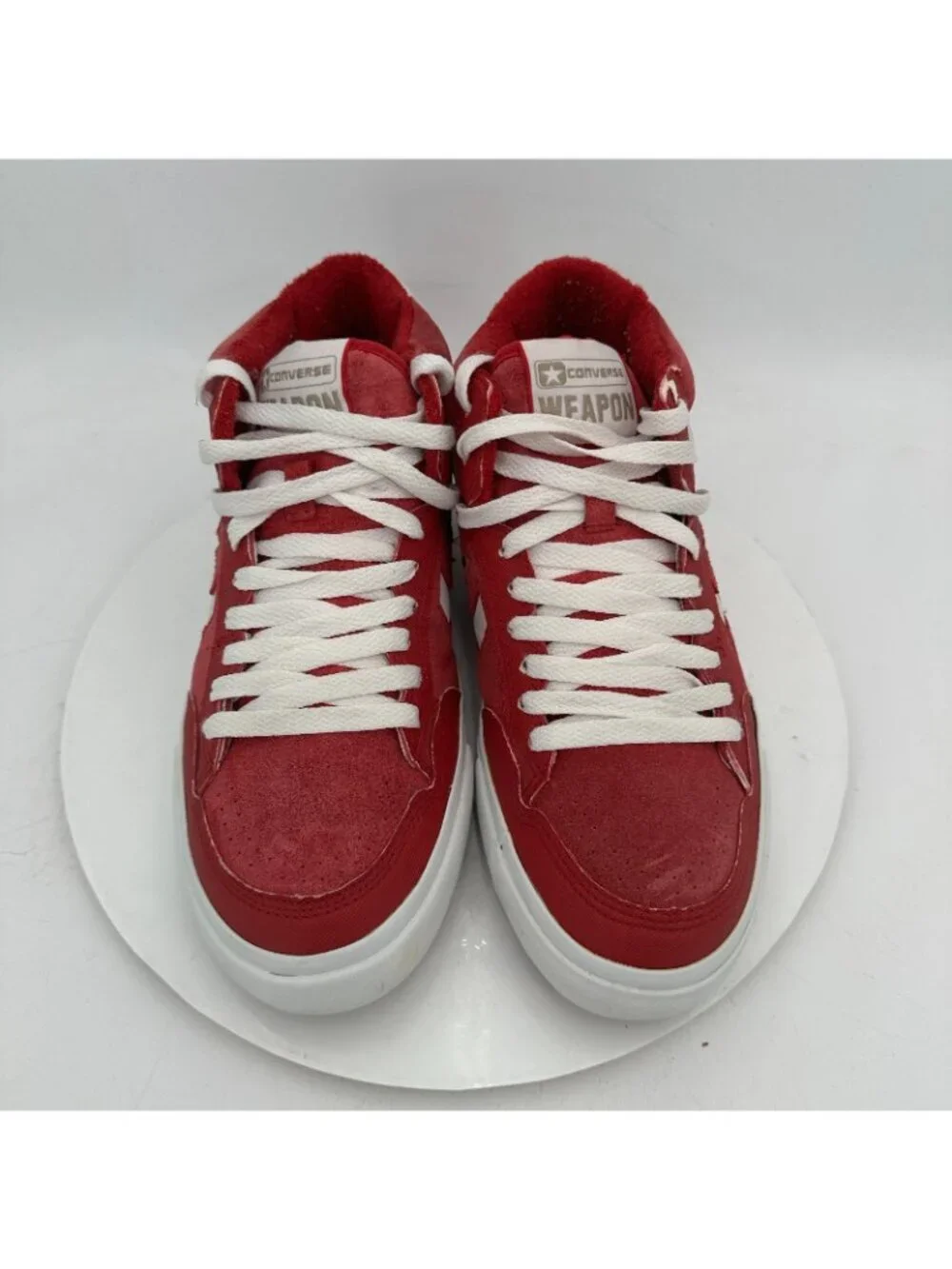Converse Weapon CX Men Size 10 White Red Suede Mid Top Casual Shoes